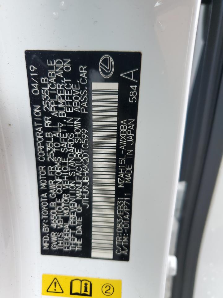 2019 Lexus Ux 250H VIN: JTHU9JBH6K2010599 Lot: 92917055