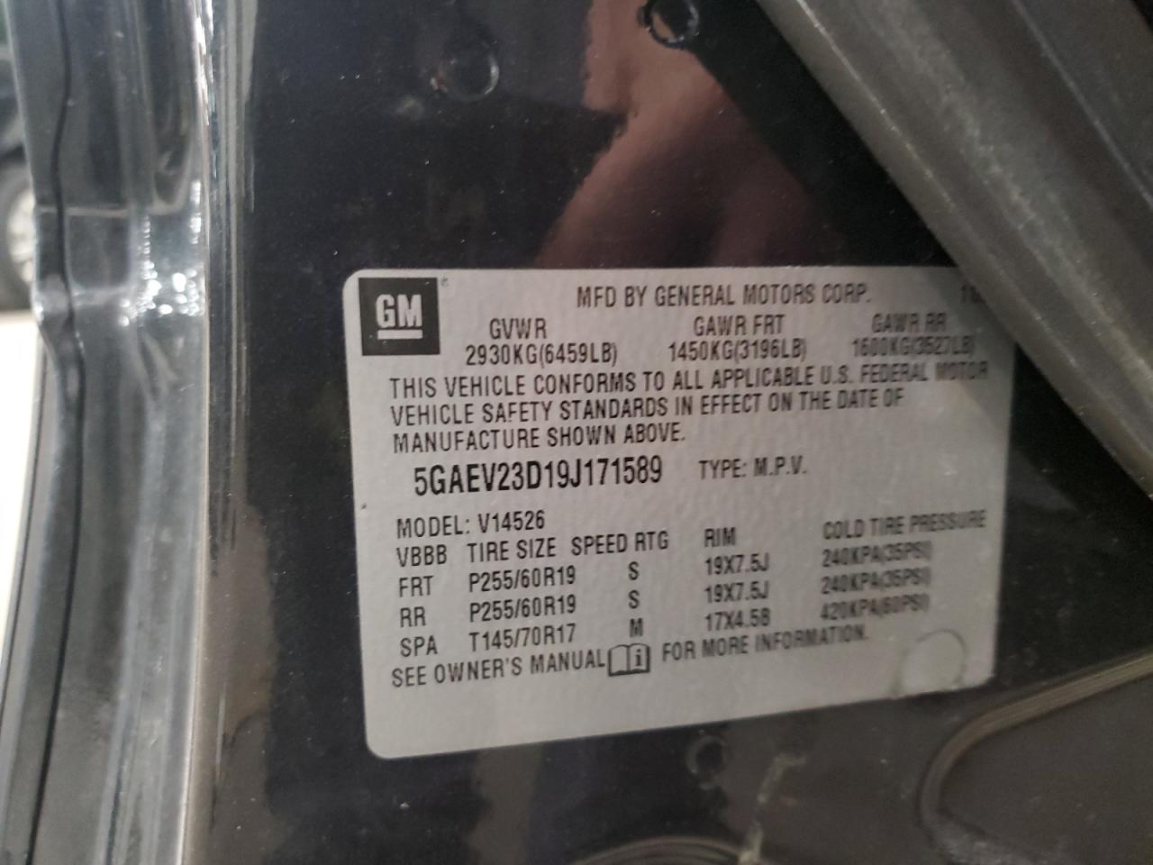 2009 Buick Enclave Cxl VIN: 5GAEV23D19J171589 Lot: 93479565