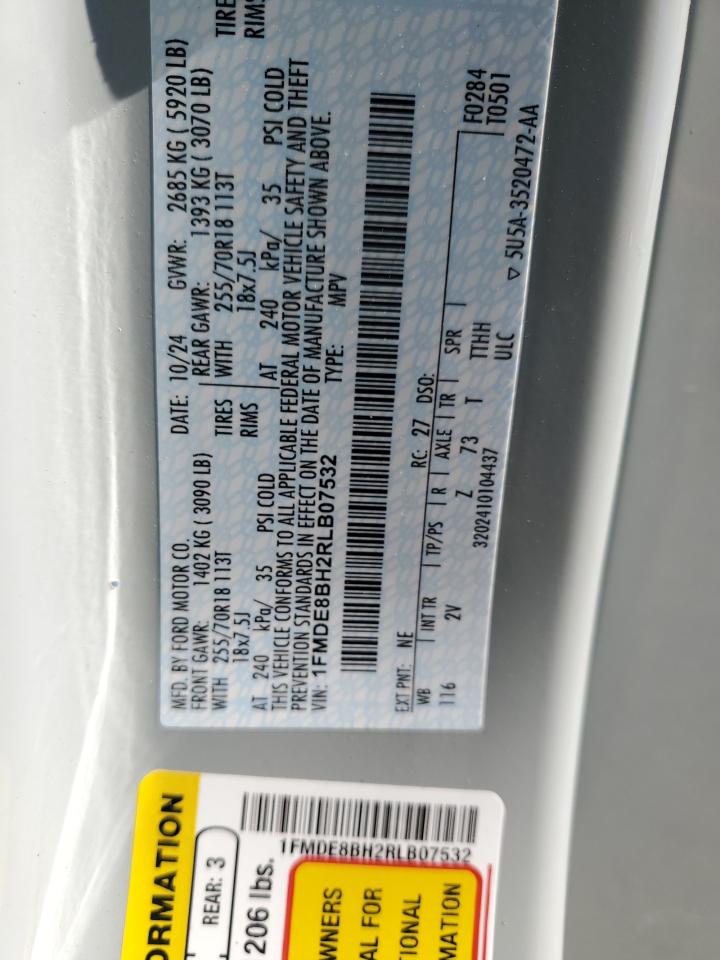 2024 Ford Bronco Outer Banks VIN: 1FMDE8BH2RLB07532 Lot: 86443275