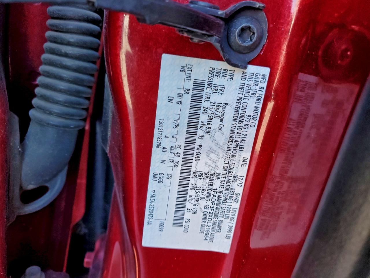 2013 Ford Focus Se VIN: 1FADP3F2XDL219954 Lot: 94699185