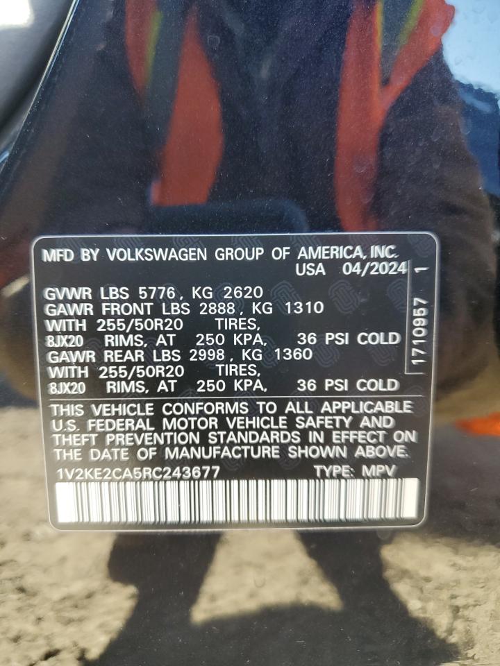 2024 Volkswagen Atlas Cross Sport Se VIN: 1V2KE2CA5RC243677 Lot: 89897485