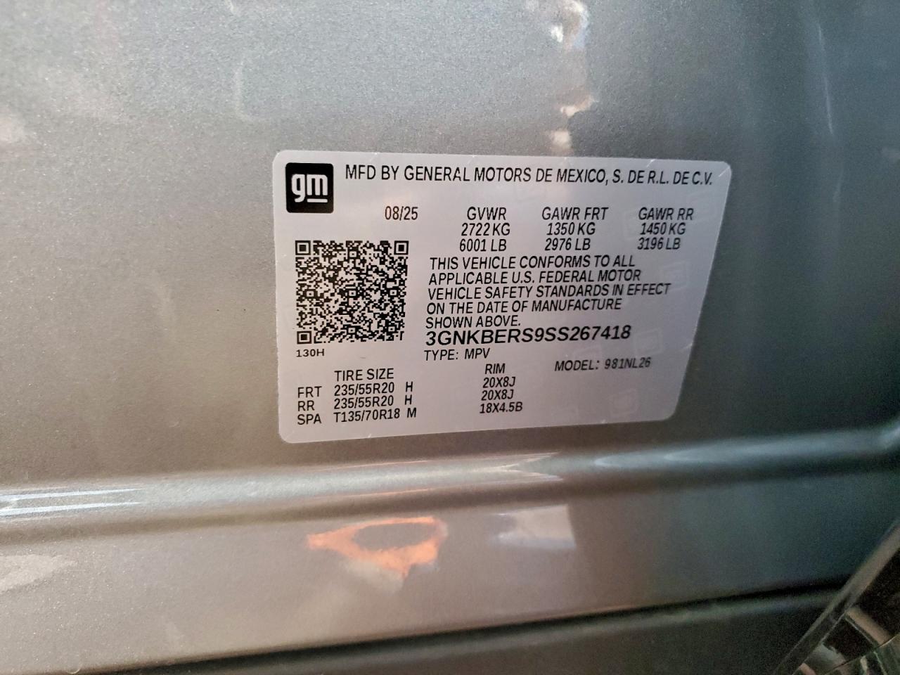 2025 Chevrolet Blazer Rs VIN: 3GNKBERS9SS267418 Lot: 94510775