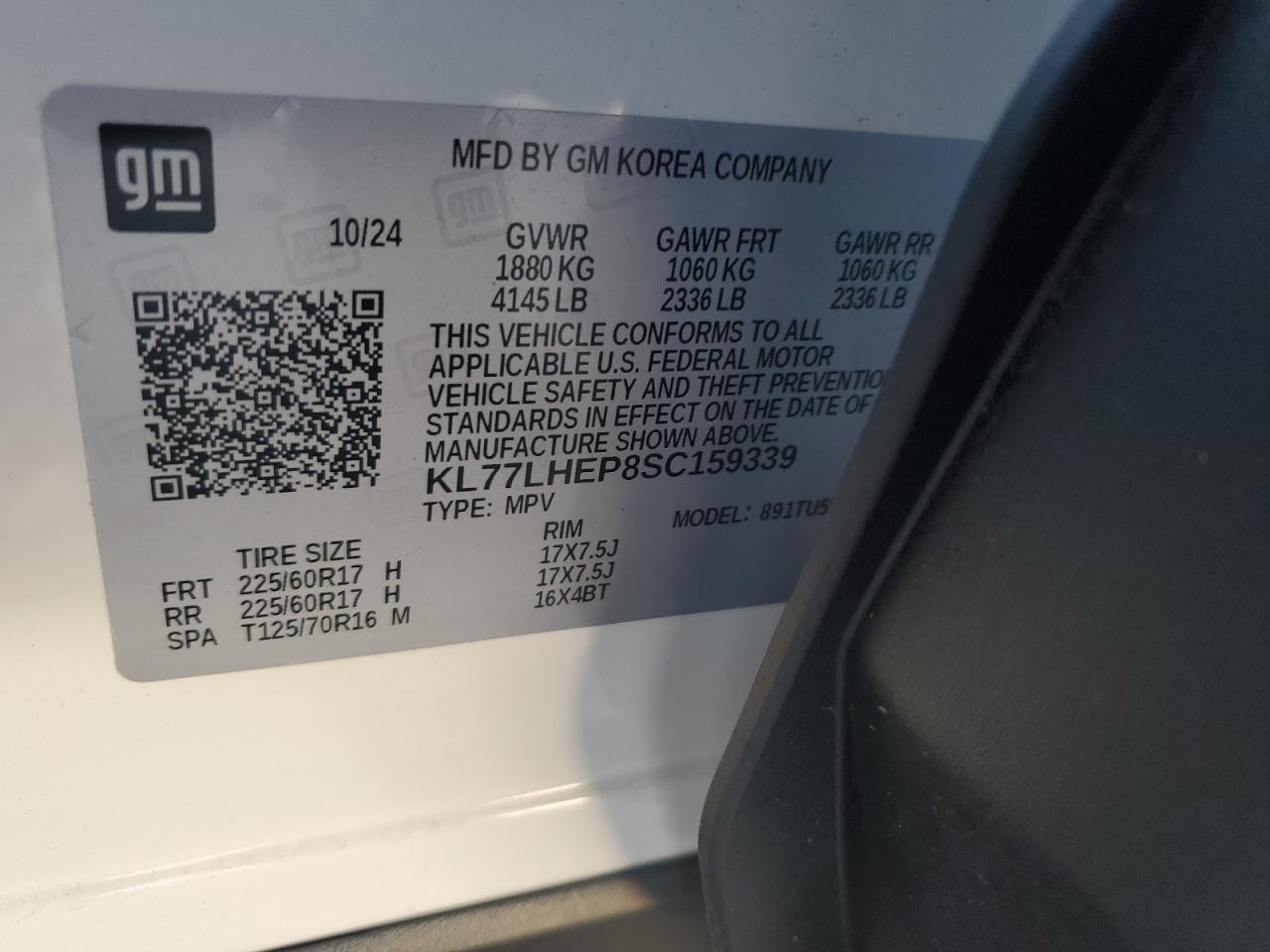 2025 Chevrolet Trax 1Lt VIN: KL77LHEP8SC159339 Lot: 91574725