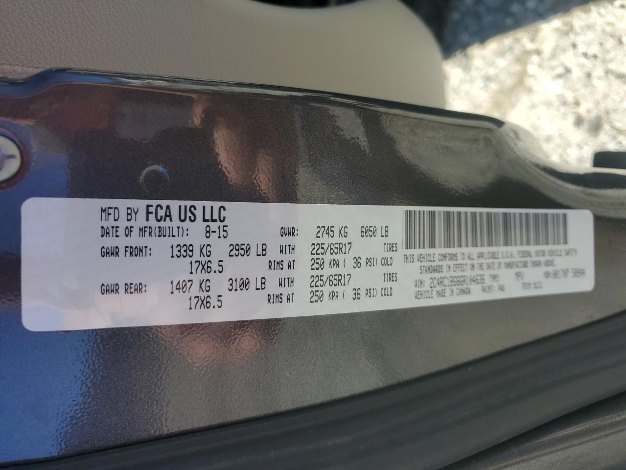 2016 Chrysler Town & Country Touring VIN: 2C4RC1BG6GR104636 Lot: 91018745