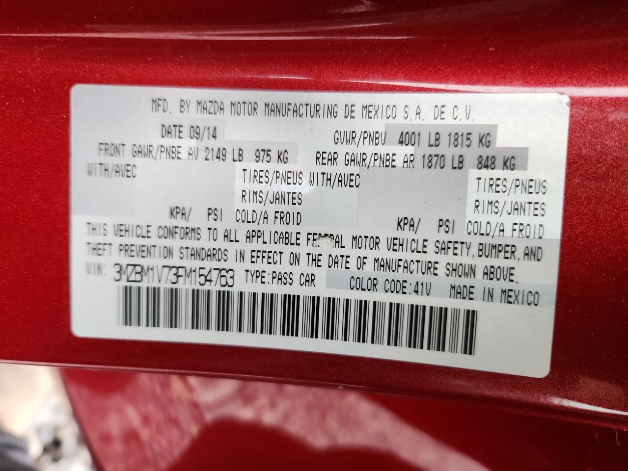 2015 Mazda 3 Touring VIN: 3MZBM1V73FM154763 Lot: 91717655