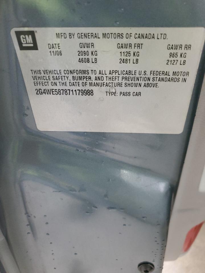 2007 Buick Lacrosse Cxs VIN: 2G4WE587871179988 Lot: 93190675