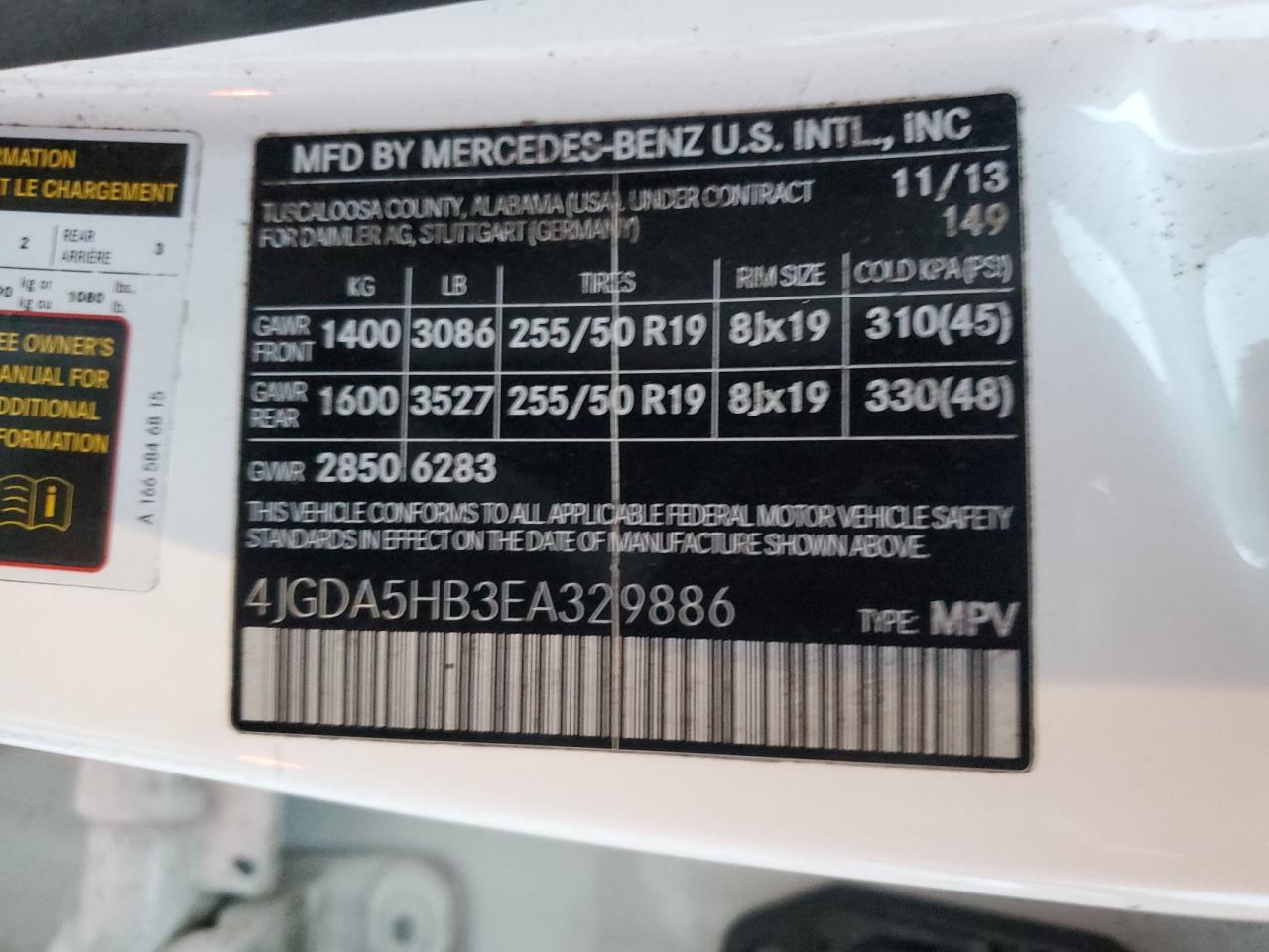 2014 Mercedes-Benz Ml 350 4Matic VIN: 4JGDA5HB3EA329886 Lot: 92109785