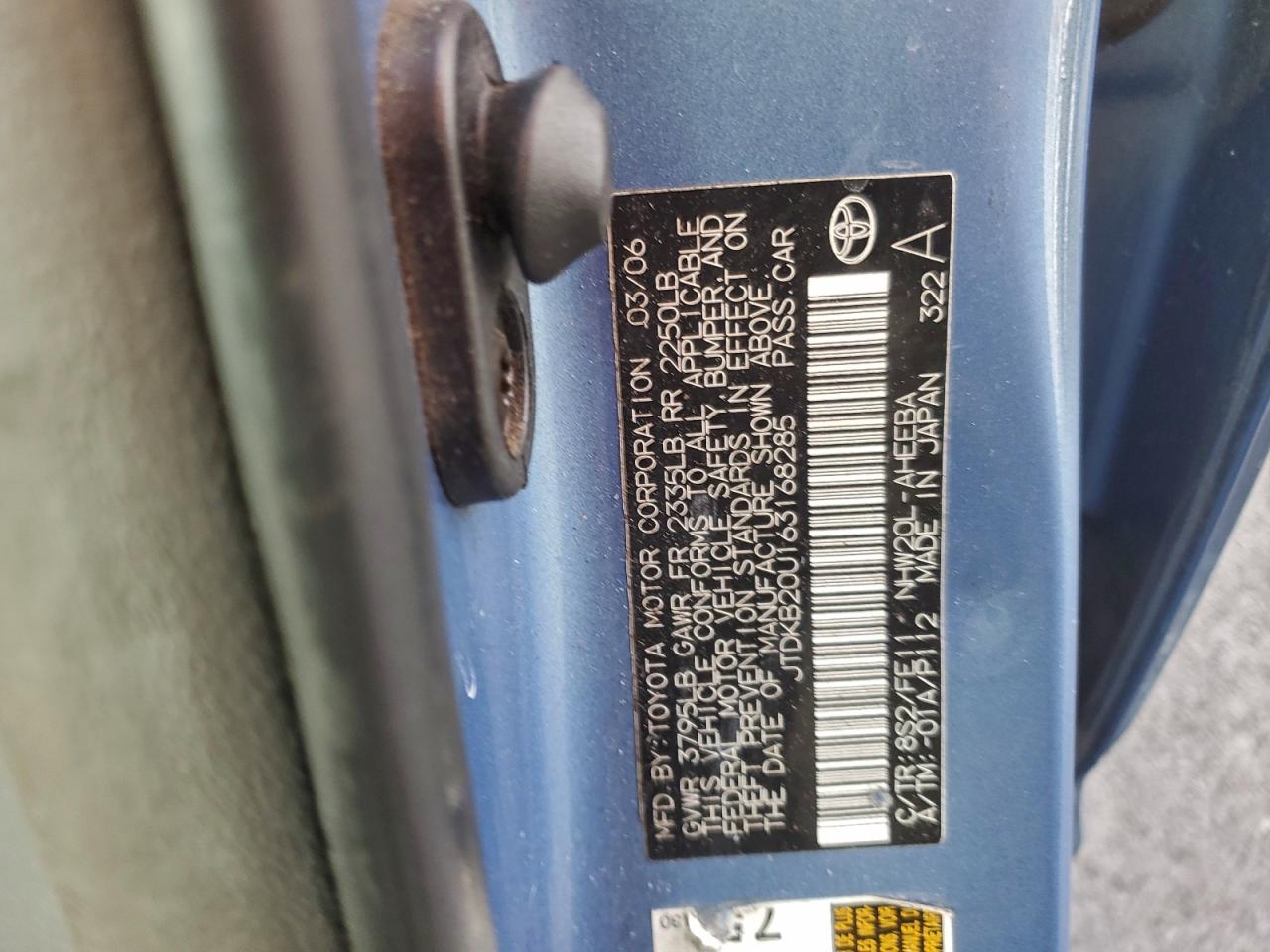 2006 Toyota Prius VIN: JTDKB20U163168285 Lot: 94270285