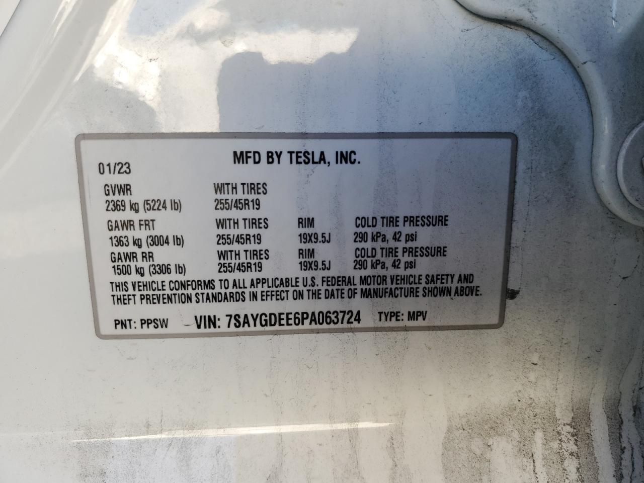 2023 Tesla Model Y VIN: 7SAYGDEE6PA063724 Lot: 93525745