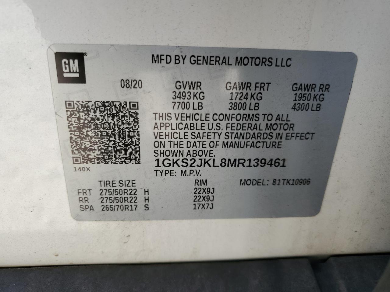 2021 GMC Yukon Xl Denali VIN: 1GKS2JKL8MR139461 Lot: 92209565