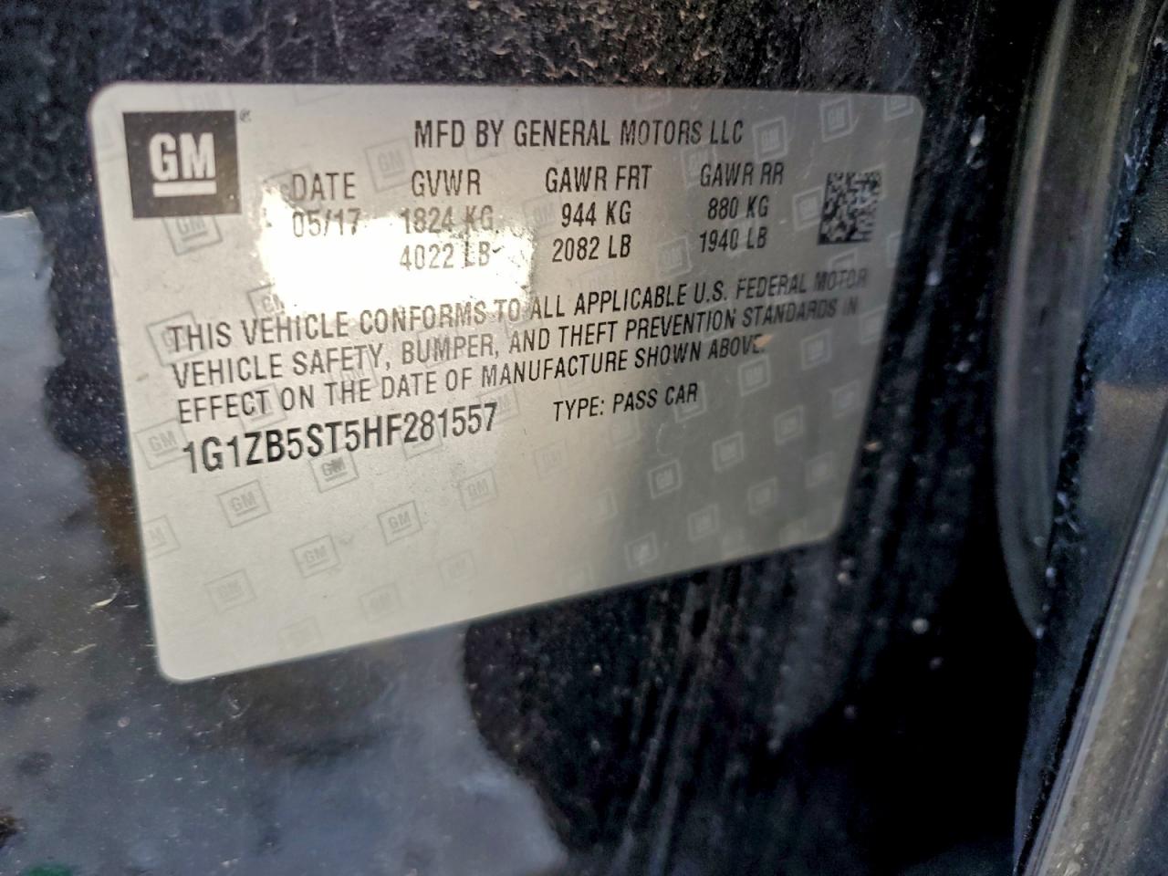 2017 Chevrolet Malibu Ls VIN: 1G1ZB5ST5HF281557 Lot: 94463815