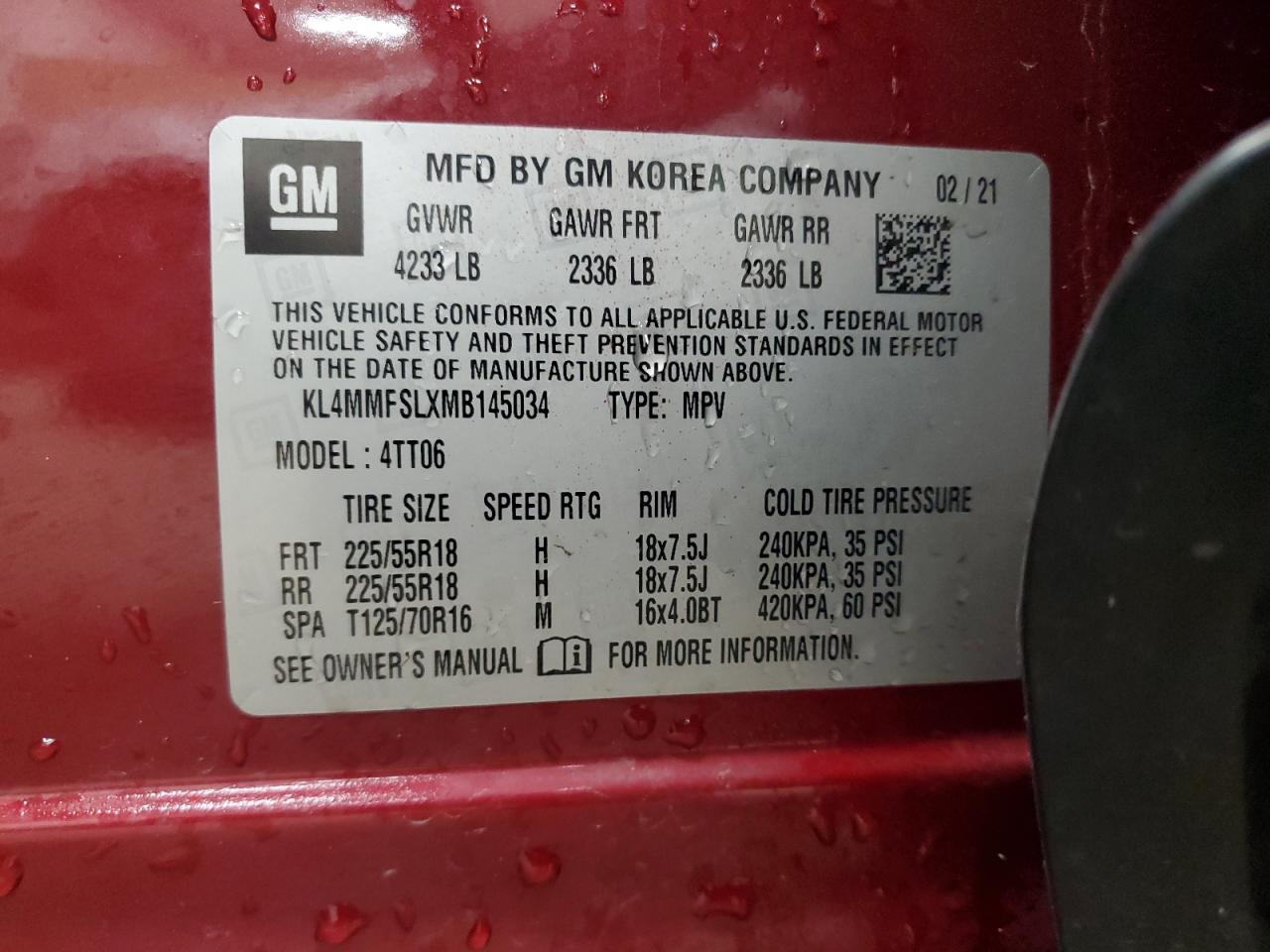 2021 Buick Encore Gx Essence VIN: KL4MMFSLXMB145034 Lot: 90693765