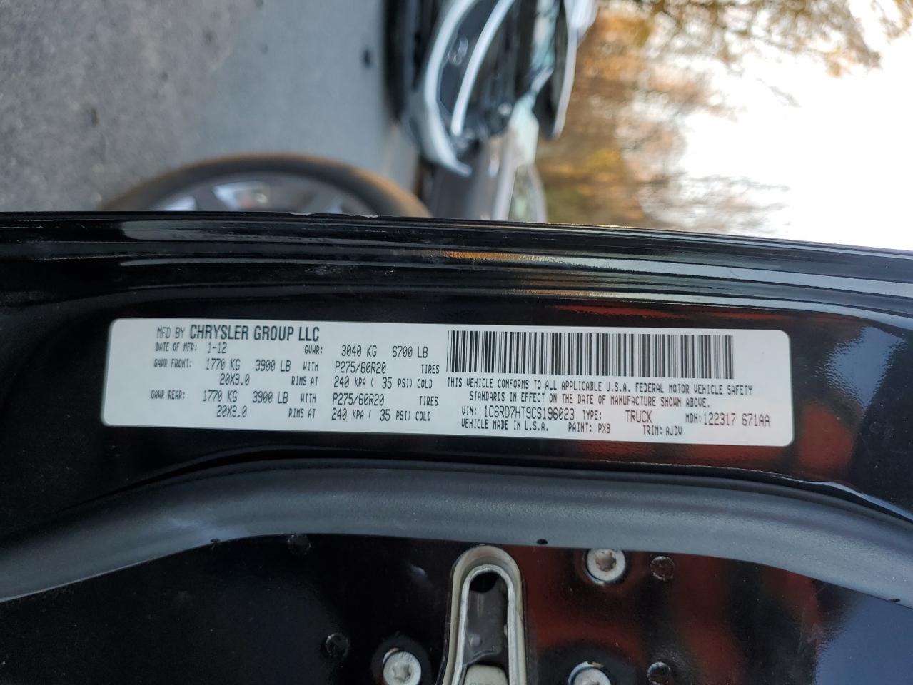 2012 Dodge Ram 1500 Sport VIN: 1C6RD7HT9CS196023 Lot: 91897075