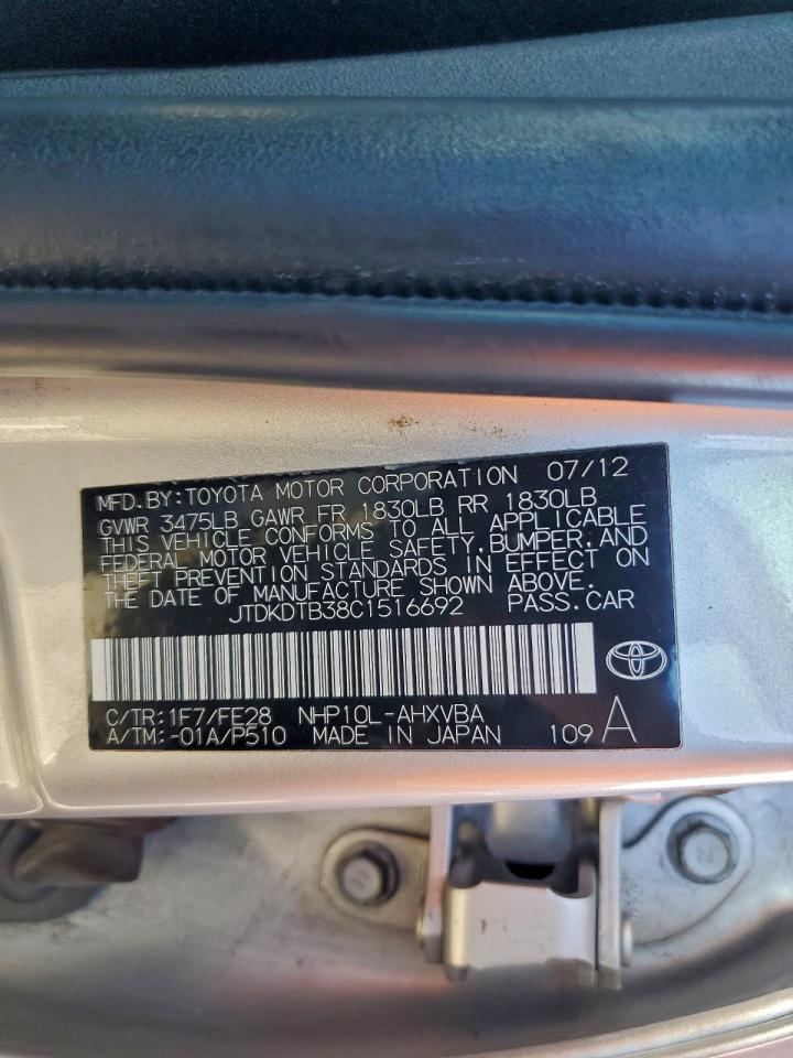 2012 Toyota Prius C VIN: JTDKDTB38C1516692 Lot: 94599745