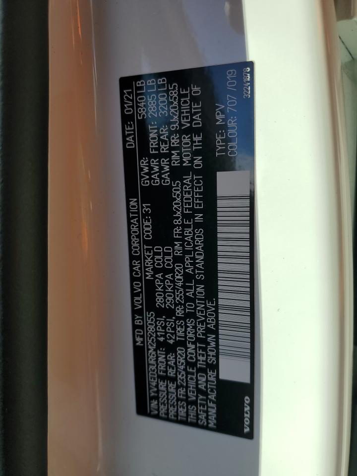 2021 Volvo Xc40 Recharge VIN: YV4ED3UR6M2528055 Lot: 90690255