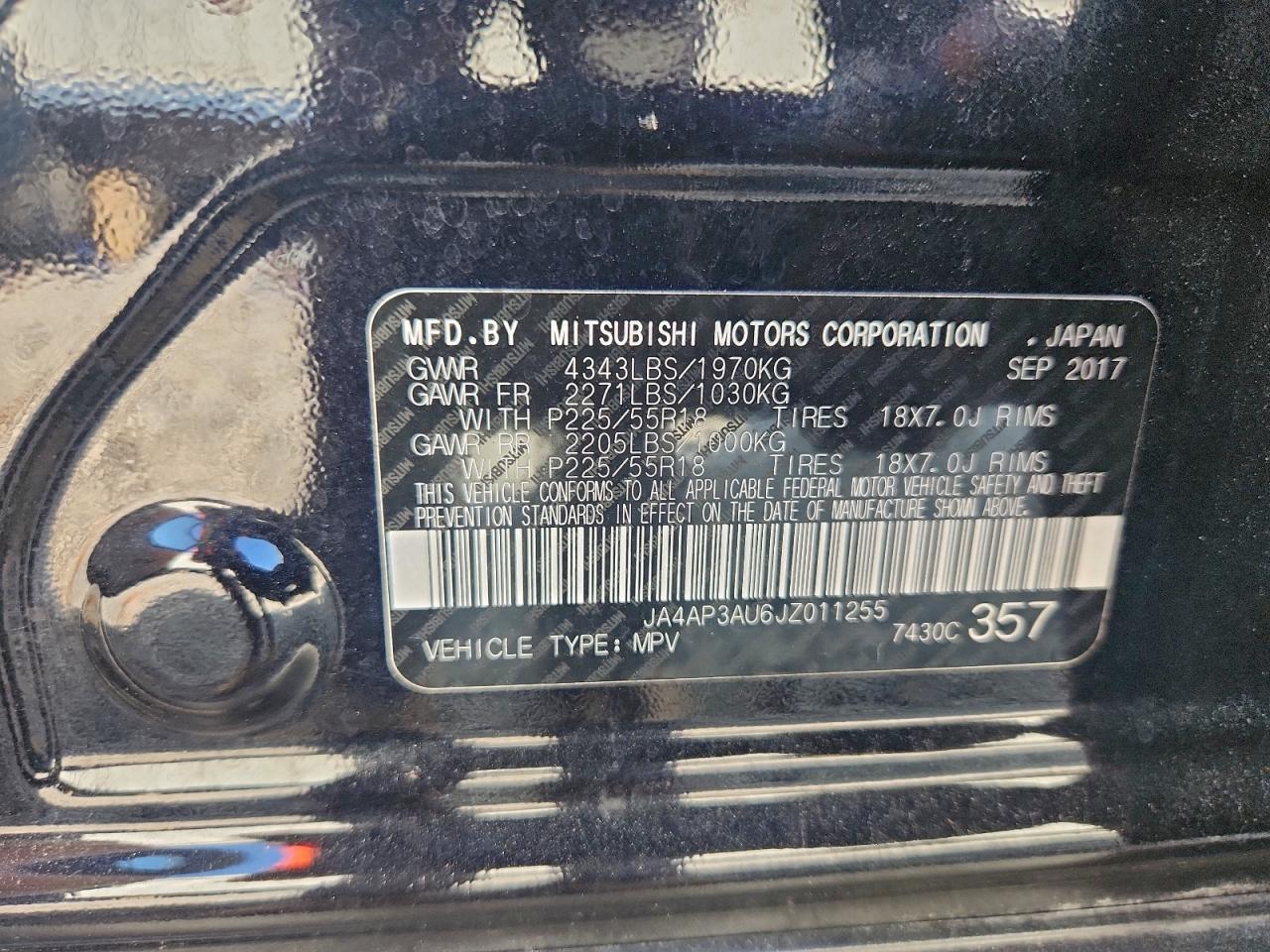 2018 Mitsubishi Outlander Sport Es VIN: JA4AP3AU6JZ011255 Lot: 94094815