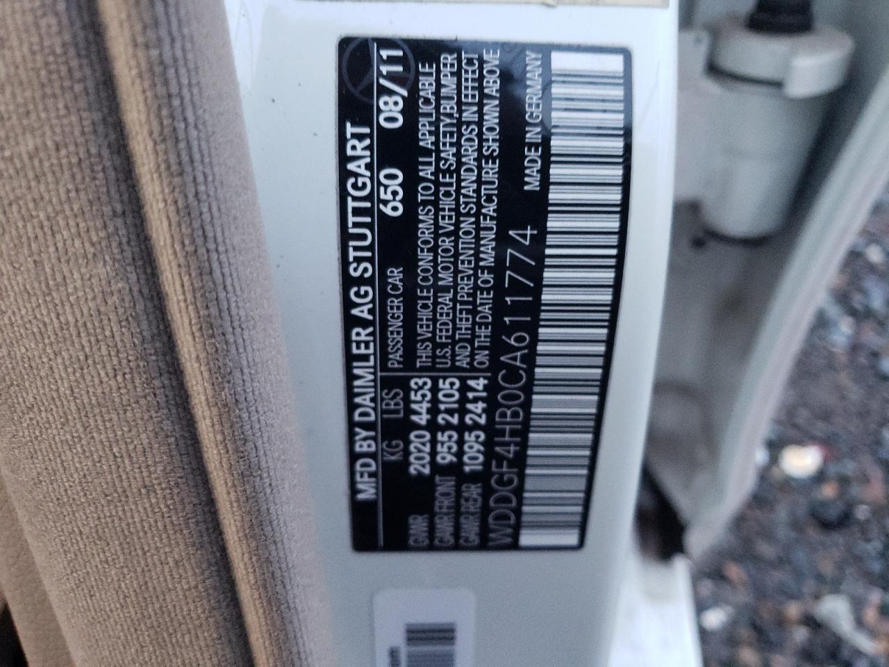 2012 Mercedes-Benz C 250 VIN: WDDGF4HB0CA611774 Lot: 93516975