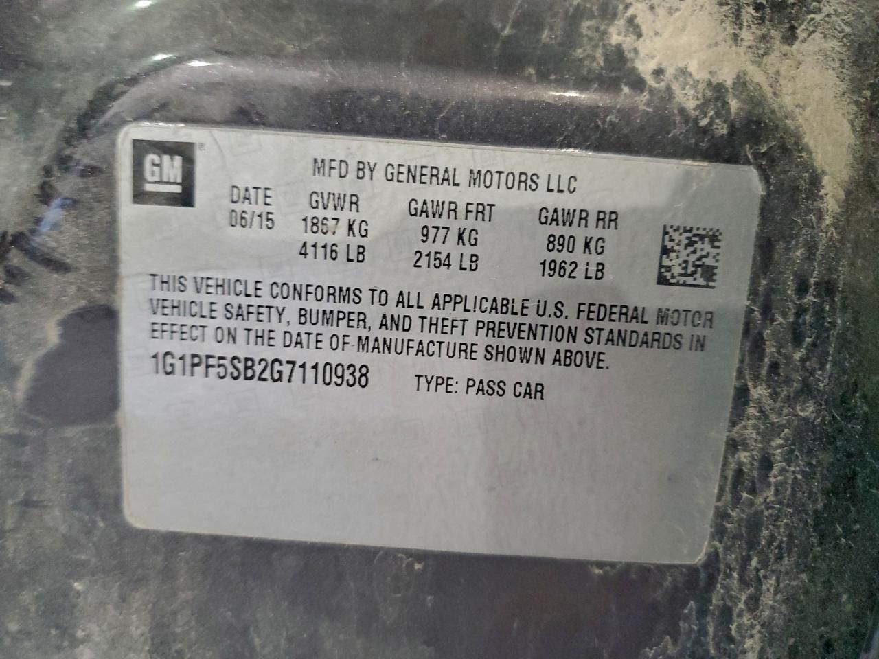 2016 Chevrolet Cruze Limited Lt VIN: 1G1PF5SB2G7110938 Lot: 94468825