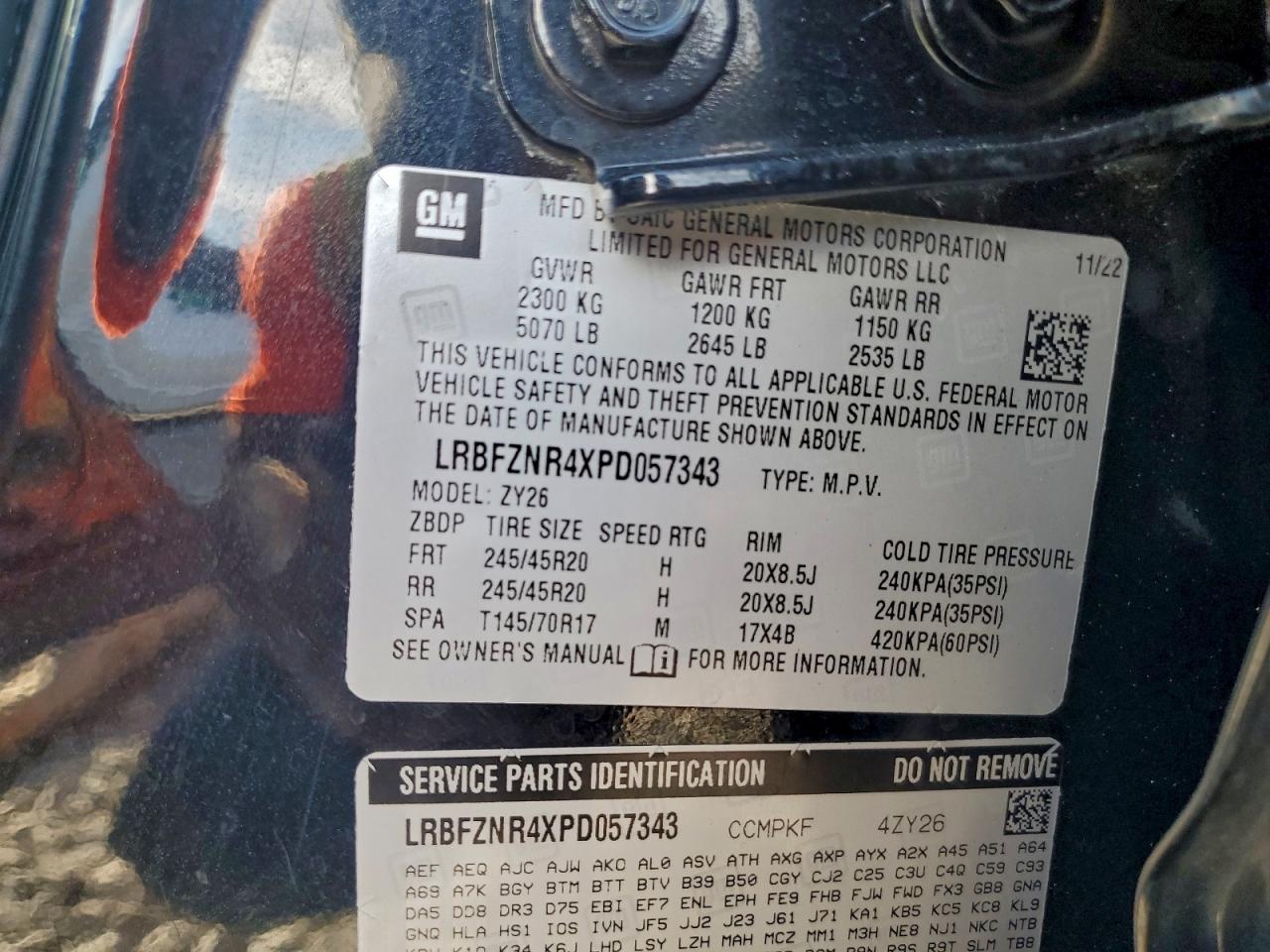 2023 Buick Envision Essence VIN: LRBFZNR4XPD057343 Lot: 94222385