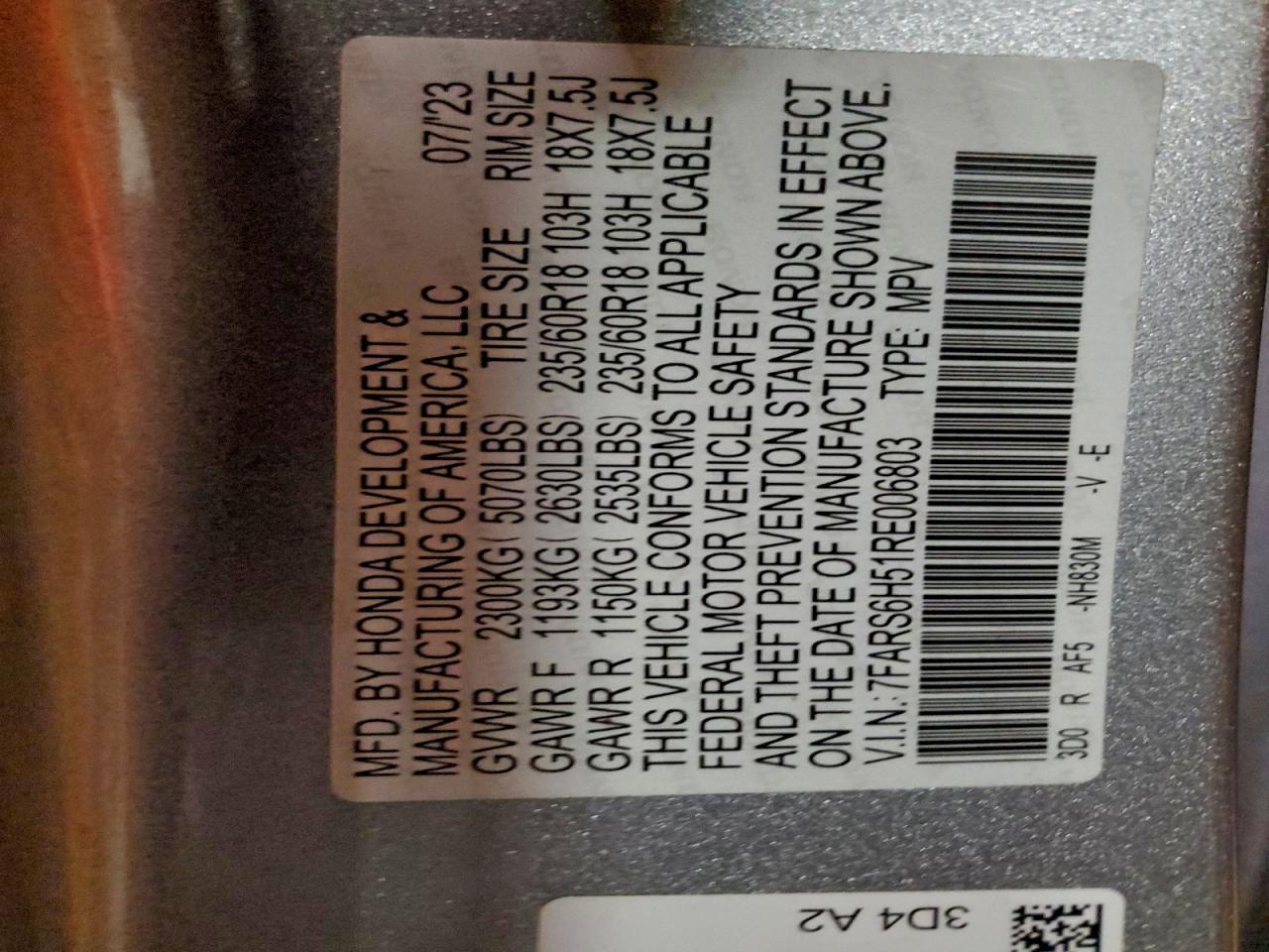 2024 Honda Cr-V Sport VIN: 7FARS6H51RE006803 Lot: 91608325