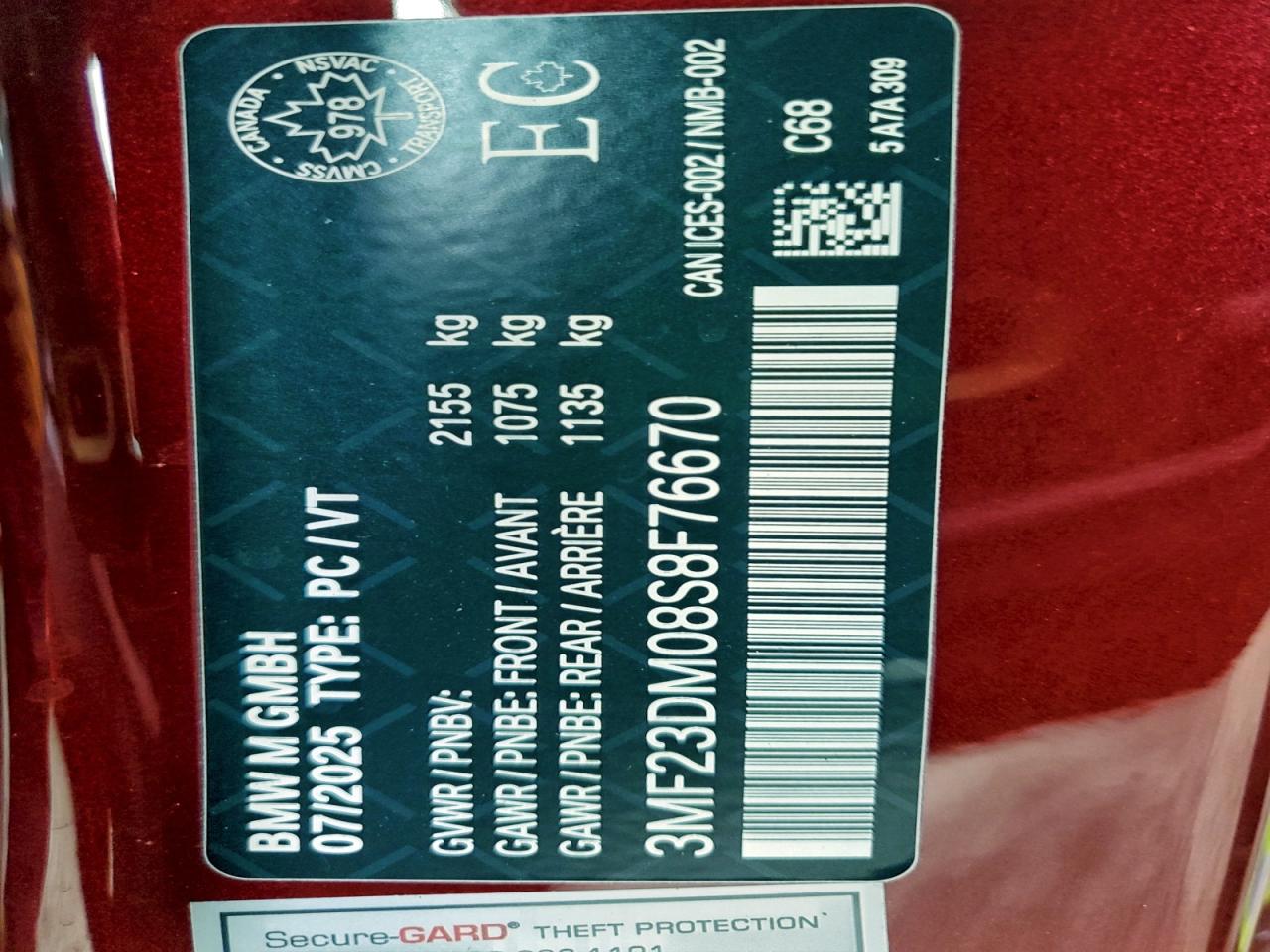 2025 BMW M2 VIN: 3MF23DM08S8F76670 Lot: 94290225