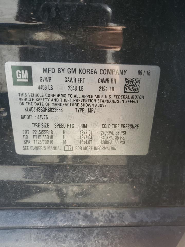 2017 Buick Encore Premium VIN: KL4CJHSB3HB022656 Lot: 91385005