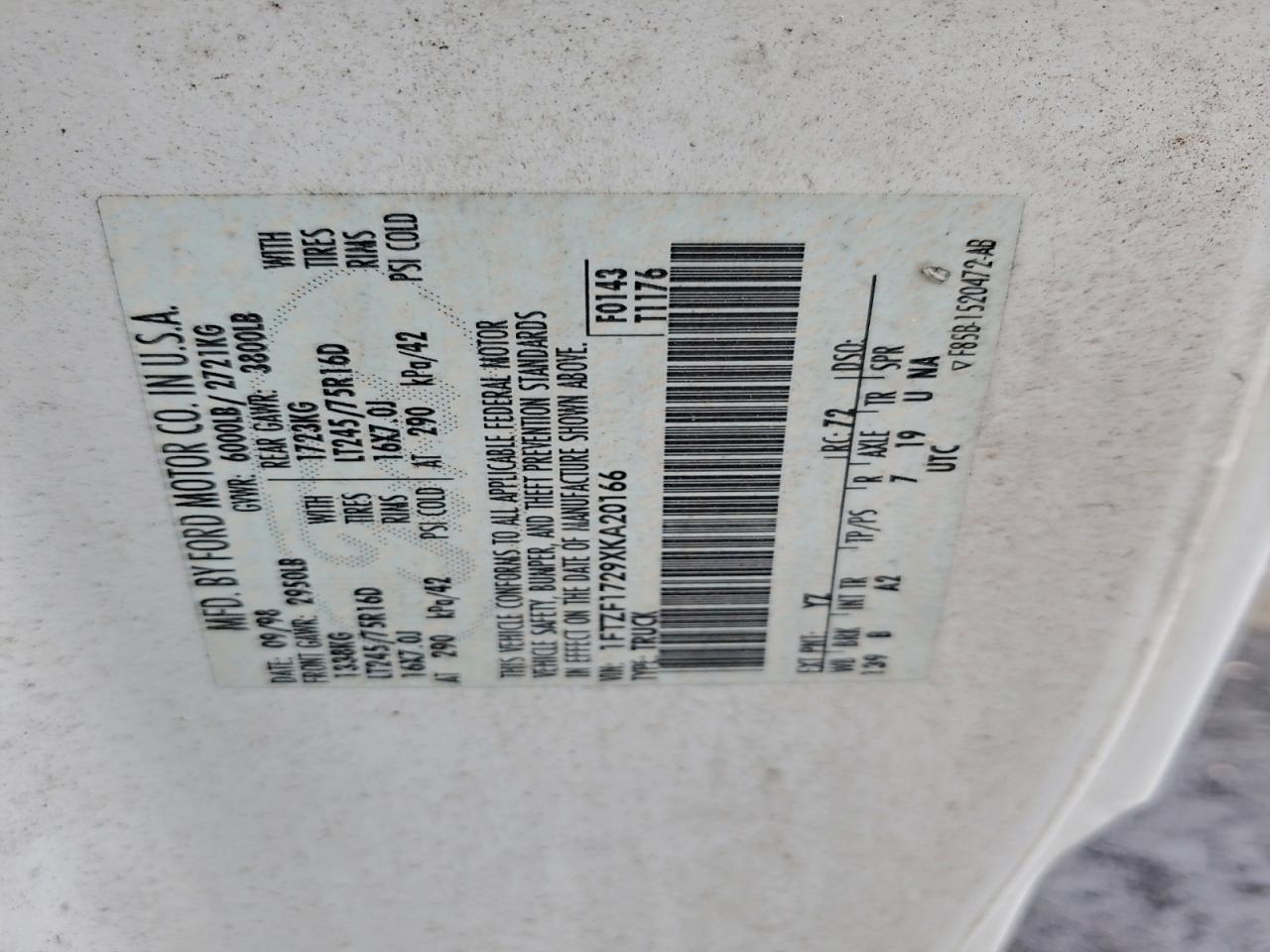 1999 Ford F150 VIN: 1FTZF1729XKA20166 Lot: 94435945