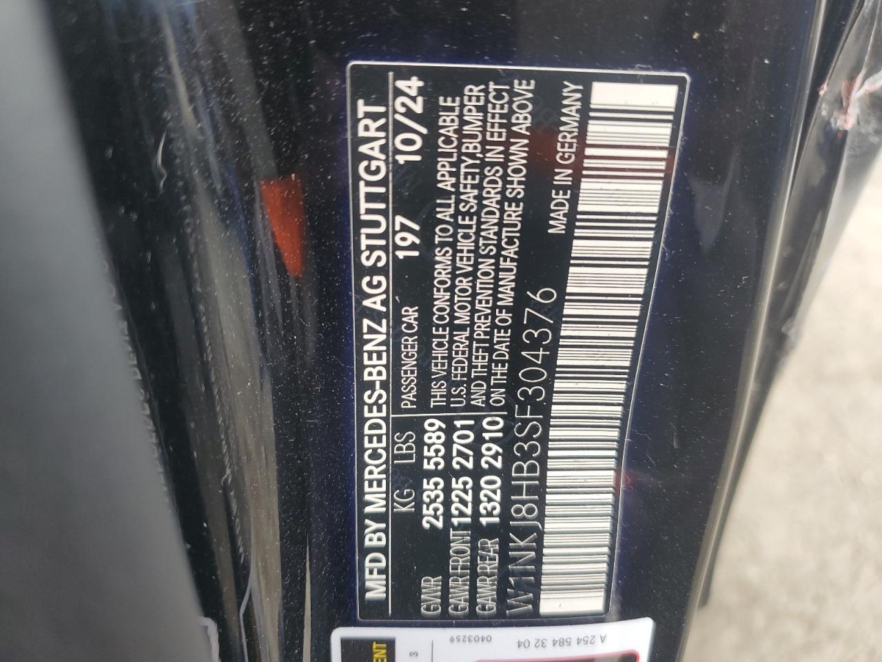 2025 Mercedes-Benz Glc Coupe 43 4Matic Amg VIN: W1NKJ8HB3SF304376 Lot: 91446155