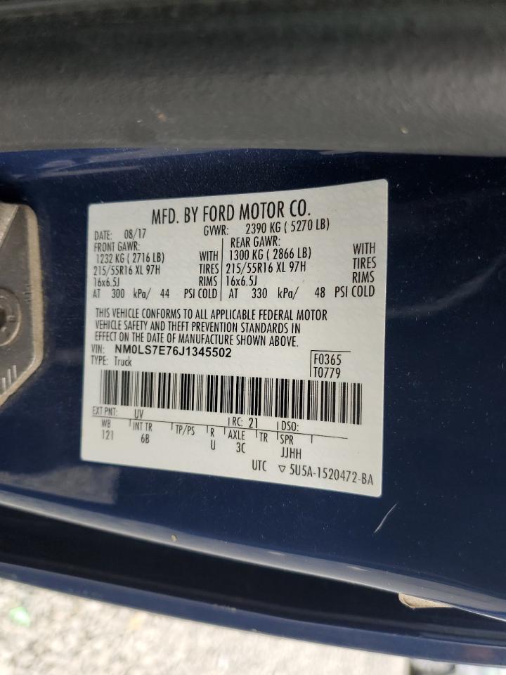 2018 Ford Transit Connect Xl VIN: NM0LS7E76J1345502 Lot: 91597075