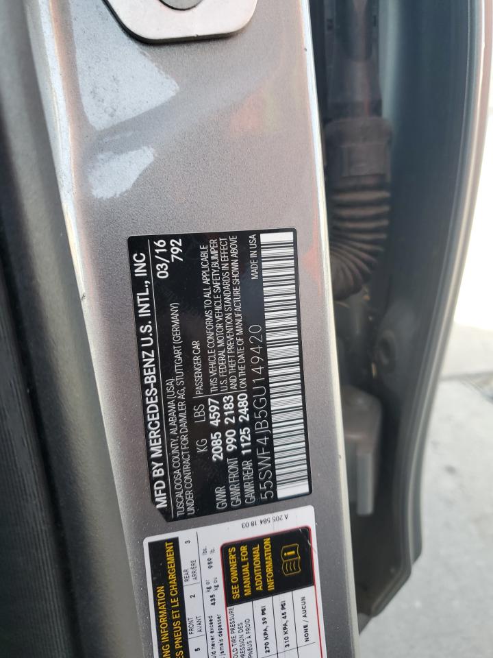 2016 Mercedes-Benz C 300 VIN: 55SWF4JB5GU149420 Lot: 91561435