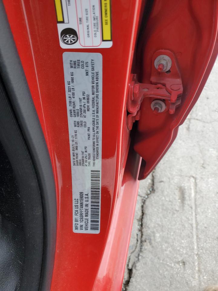 2022 Ram 1500 Big Horn/Lone Star VIN: 1C6SRFFT4NN159009 Lot: 91888575