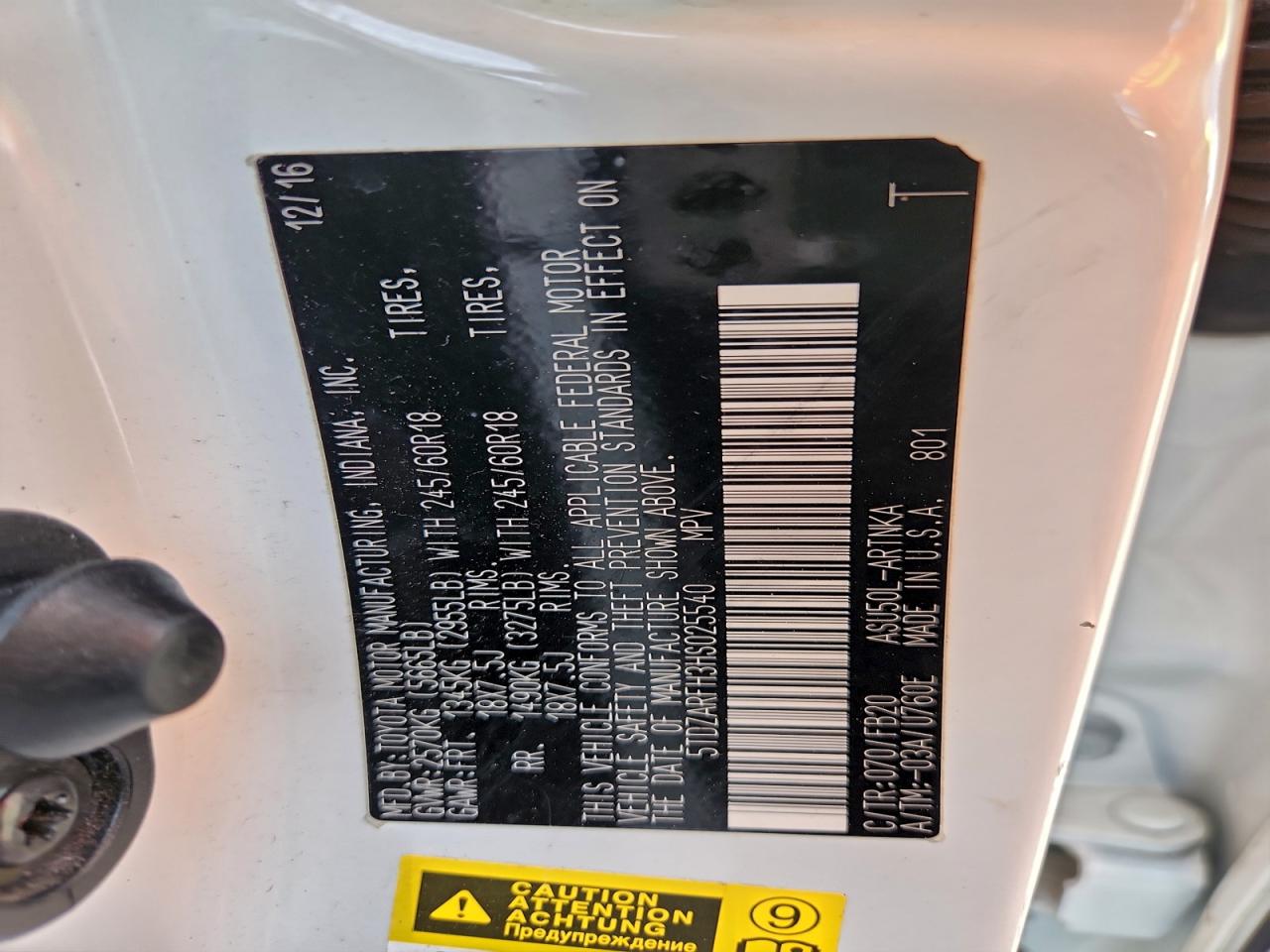 2017 Toyota Highlander Le VIN: 5TDZARFH3HS025540 Lot: 93738245