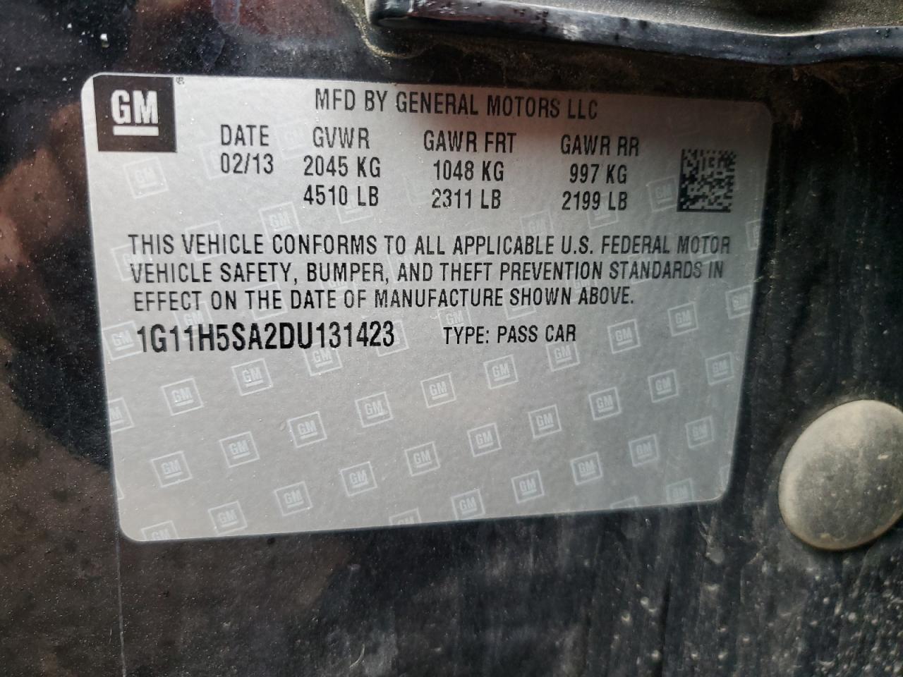 2013 Chevrolet Malibu Ltz VIN: 1G11H5SA2DU131423 Lot: 92711795