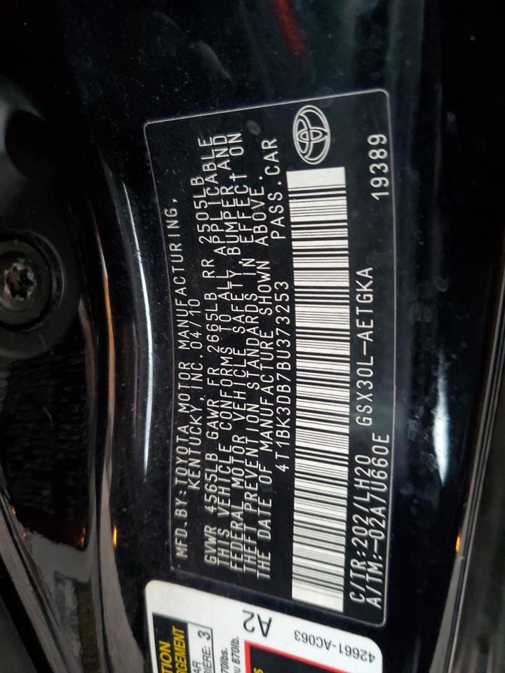 2011 Toyota Avalon Base VIN: 4T1BK3DB7BU373253 Lot: 91228825