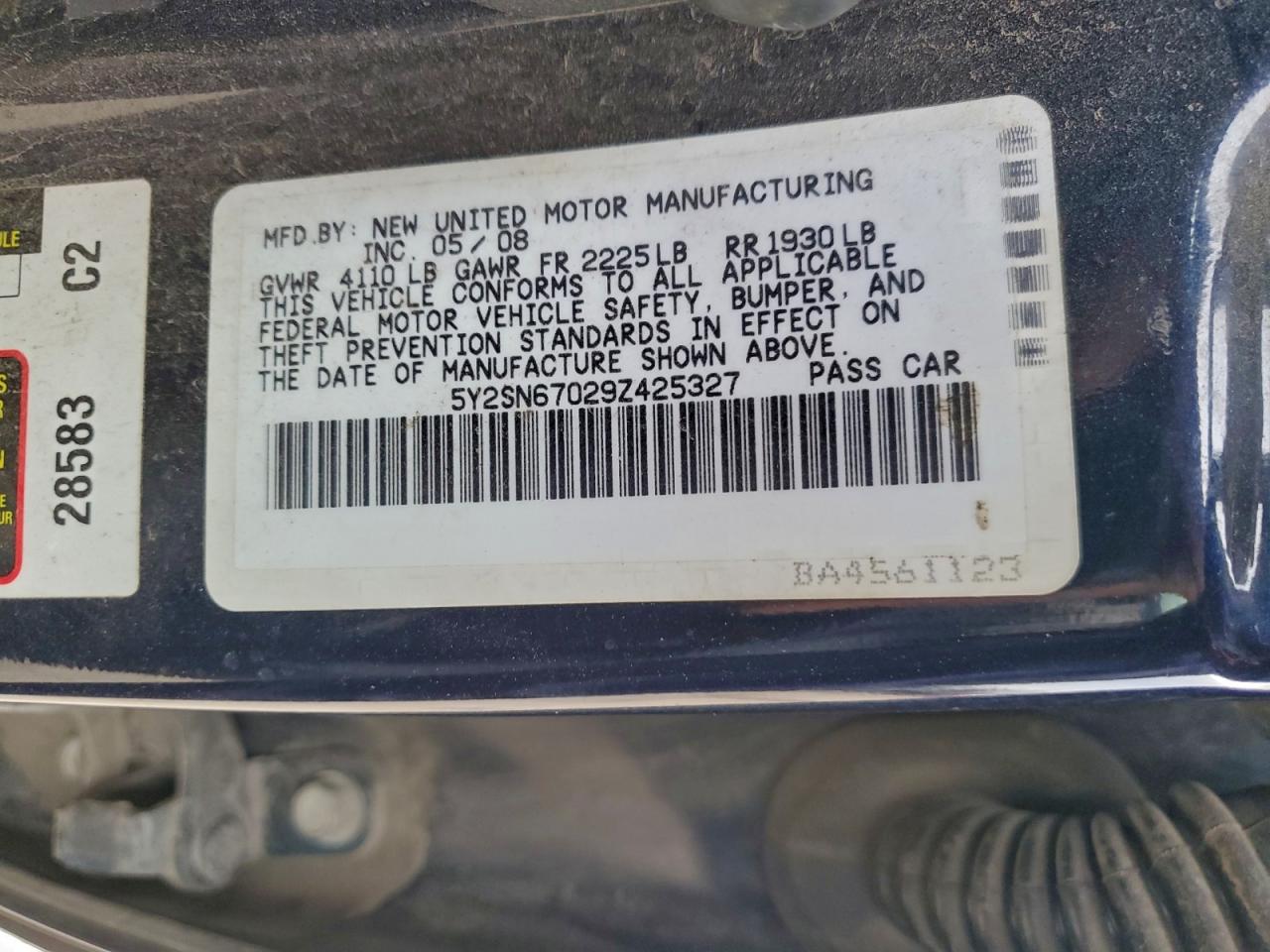 2009 Pontiac Vibe Gt VIN: 5Y2SN67029Z425327 Lot: 93834095