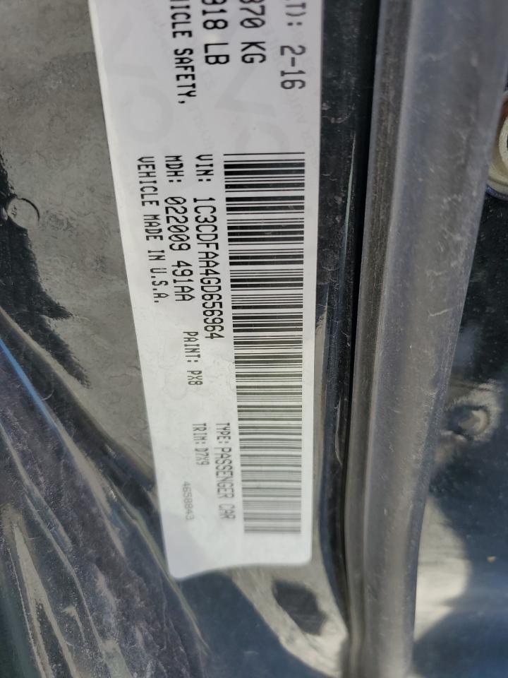 2016 Dodge Dart Se VIN: 1C3CDFAA4GD656964 Lot: 91769105