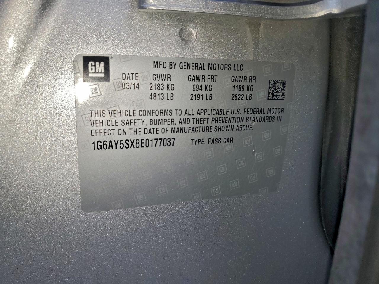 2014 Cadillac Cts Performance Collection VIN: 1G6AY5SX8E0177037 Lot: 93943845
