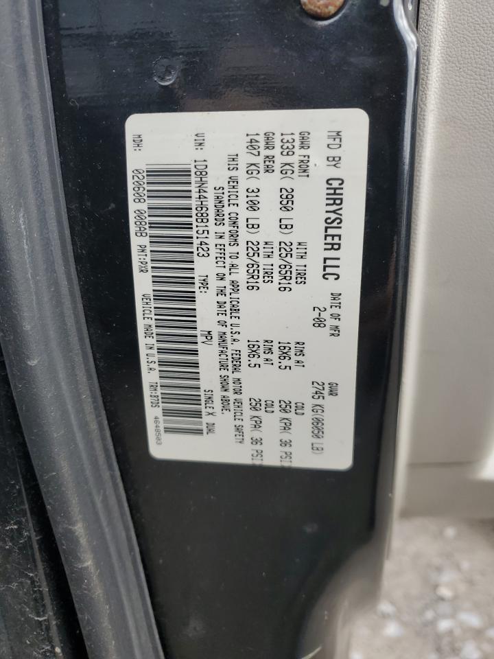 2008 Dodge Grand Caravan Se VIN: 1D8HN44H68B151423 Lot: 92672635