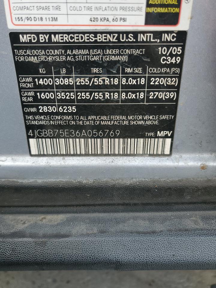 2006 Mercedes-Benz Ml 500 VIN: 4JGBB75E36A056769 Lot: 92732655