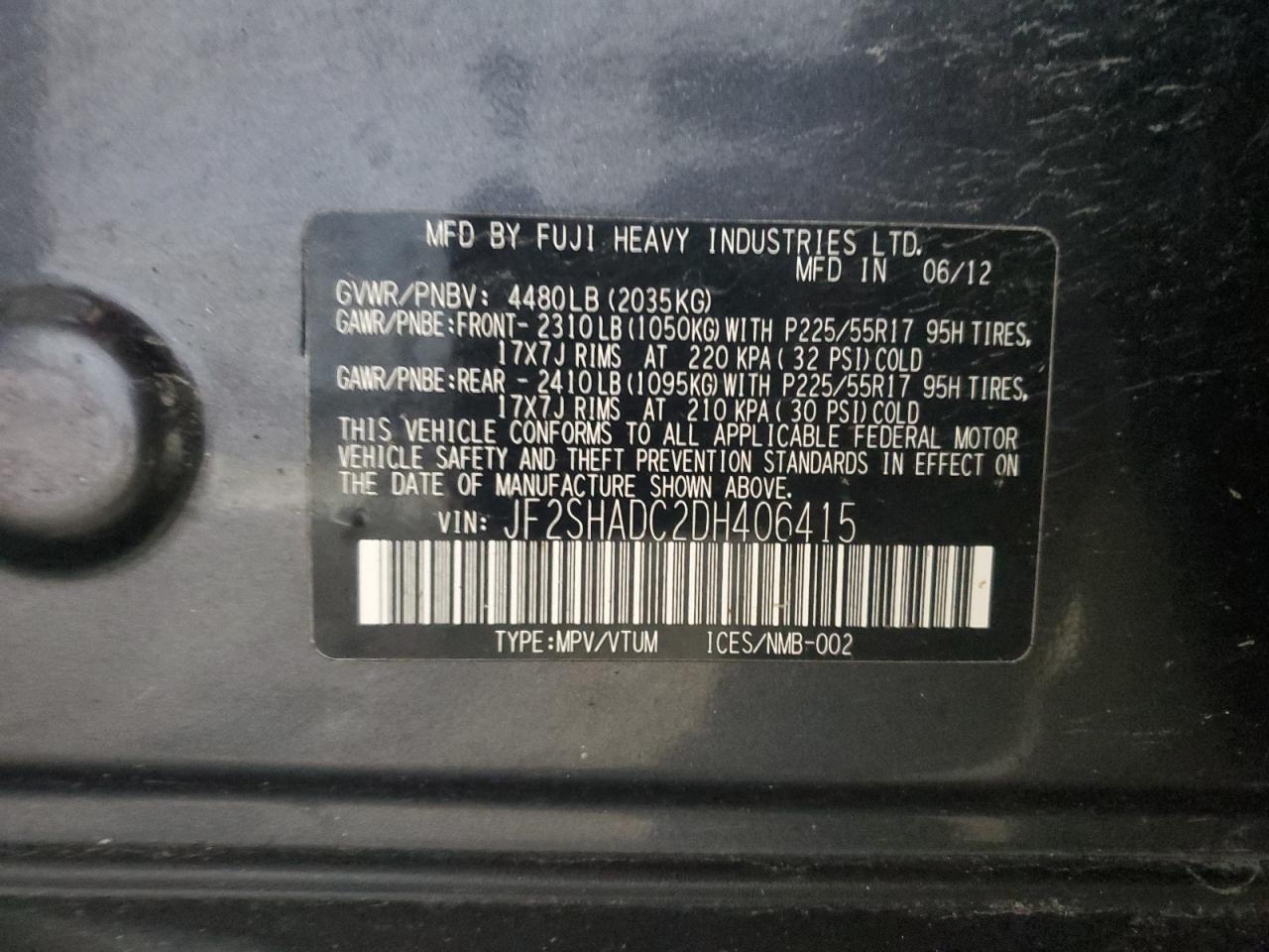 2013 Subaru Forester 2.5X Premium VIN: JF2SHADC2DH406415 Lot: 92411725