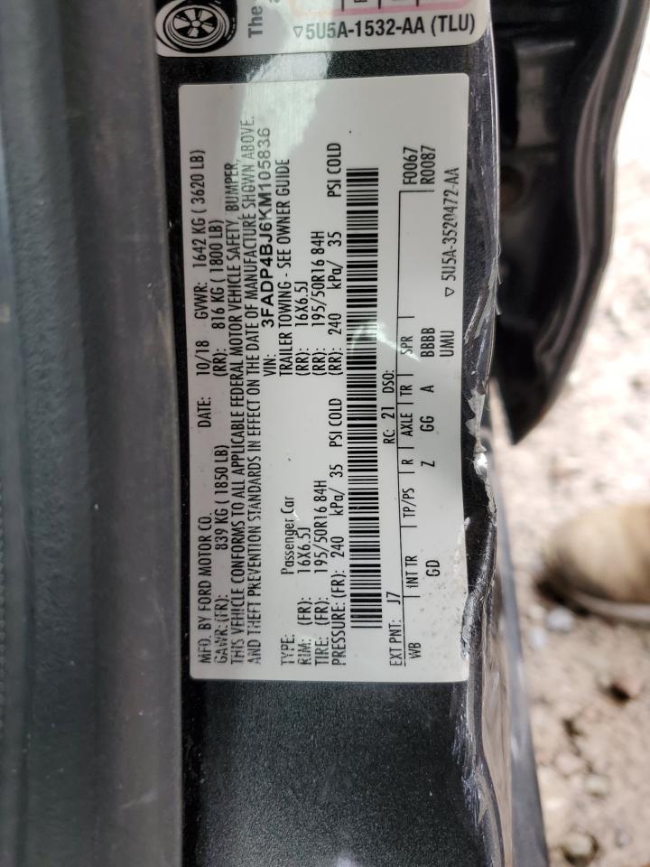 2019 Ford Fiesta Se VIN: 3FADP4BJ6KM105836 Lot: 91511355