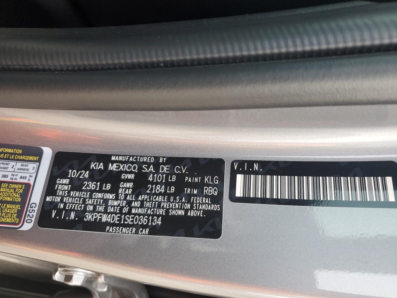 2025 Kia K4 Gt Line VIN: 3KPFW4DE1SE036134 Lot: 93647405