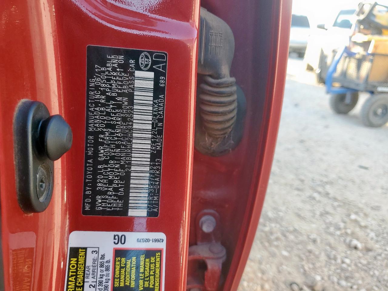 2017 Toyota Corolla L VIN: 2T1BURHE2HC942523 Lot: 92865635