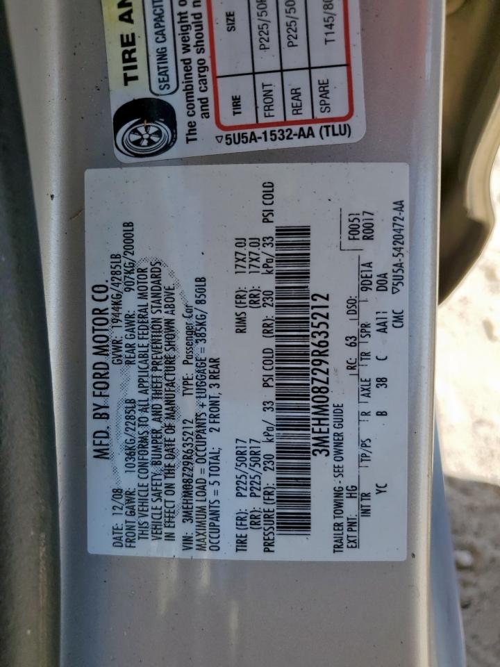 2009 Mercury Milan Premier VIN: 3MEHM08Z29R635212 Lot: 90417895