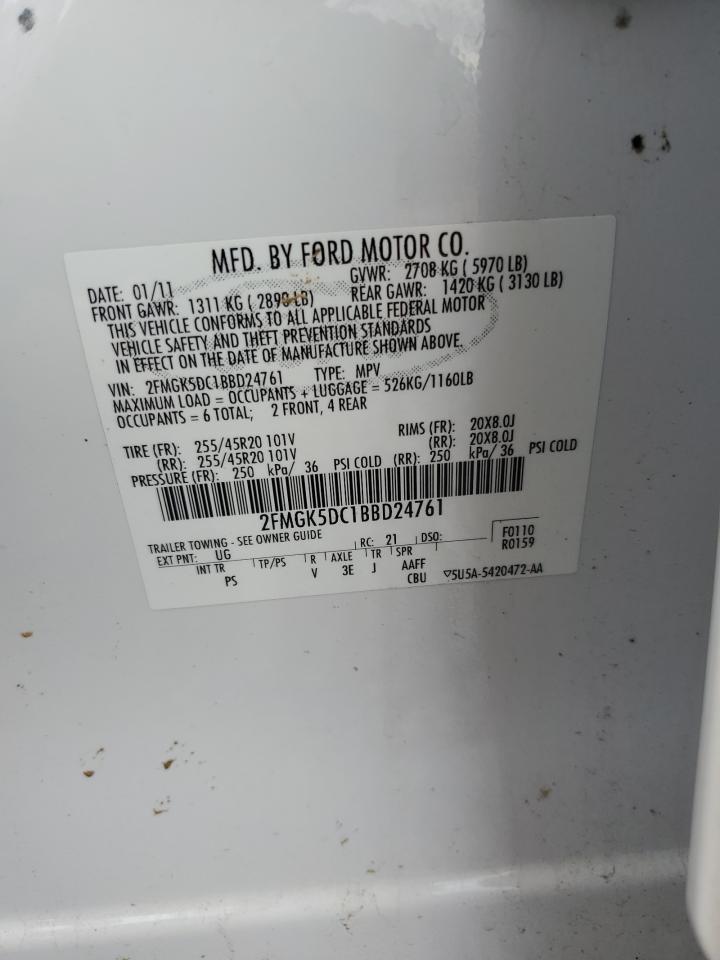 2011 Ford Flex Limited VIN: 2FMGK5DC1BBD24761 Lot: 93659595