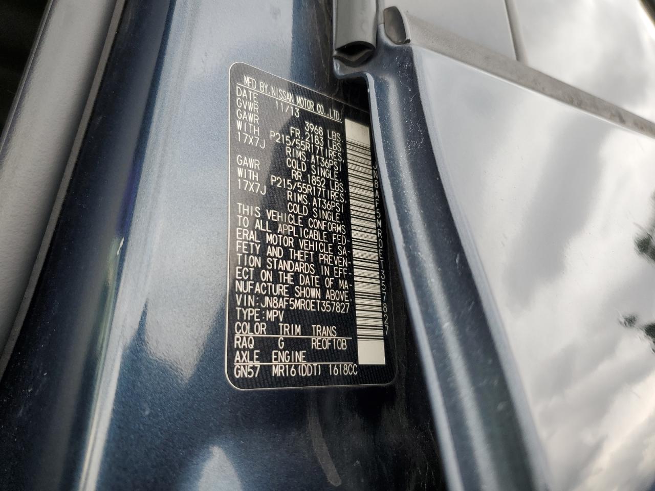 2014 Nissan Juke S VIN: JN8AF5MR0ET357827 Lot: 93056345