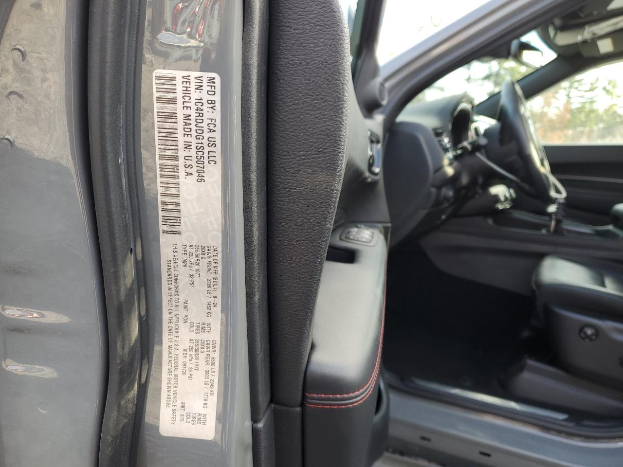 2025 Dodge Durango Gt VIN: 1C4RDJDG1SC507046 Lot: 92379575