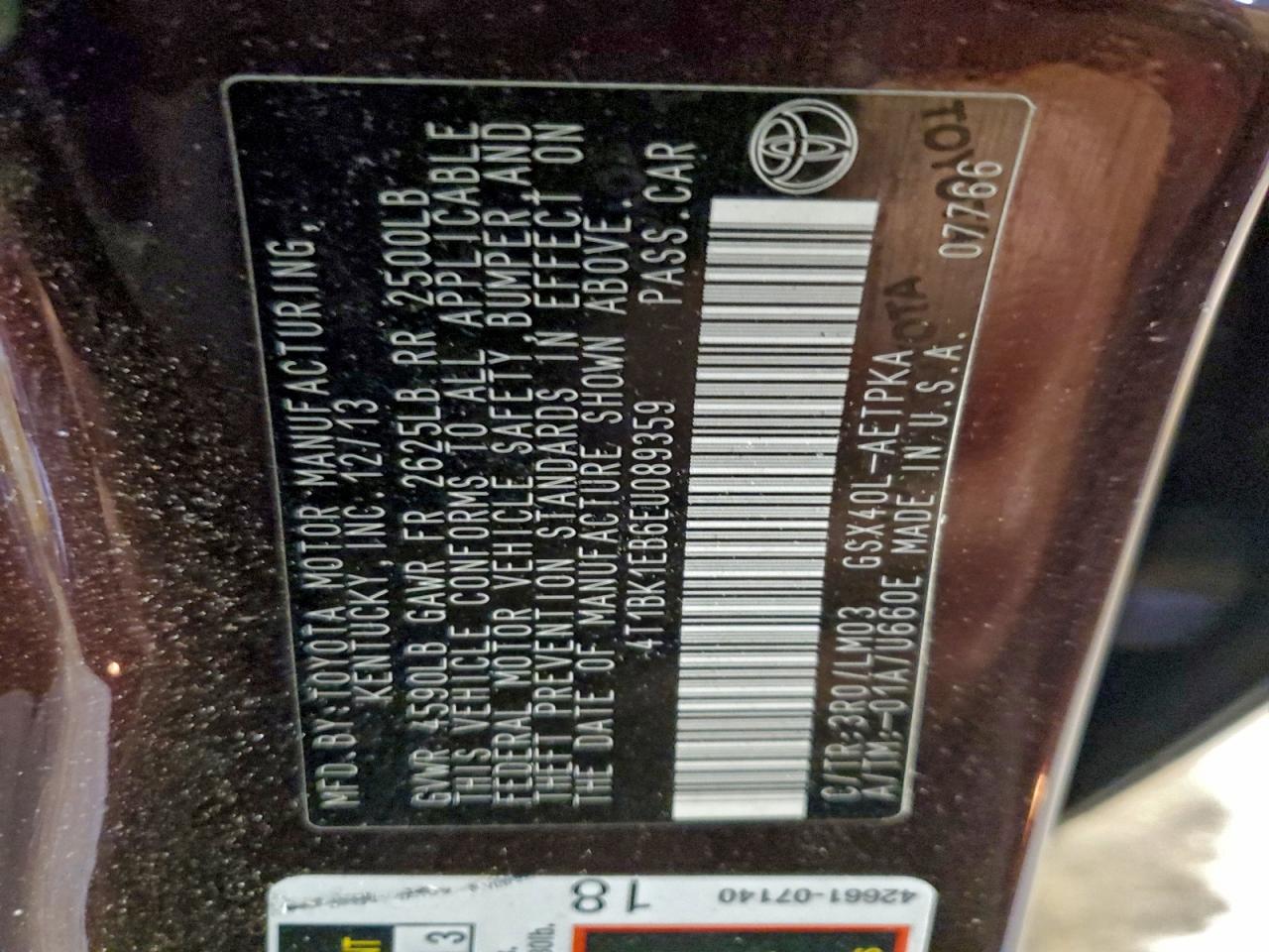 2014 Toyota Avalon Base VIN: 4T1BK1EB6EU089359 Lot: 94034005