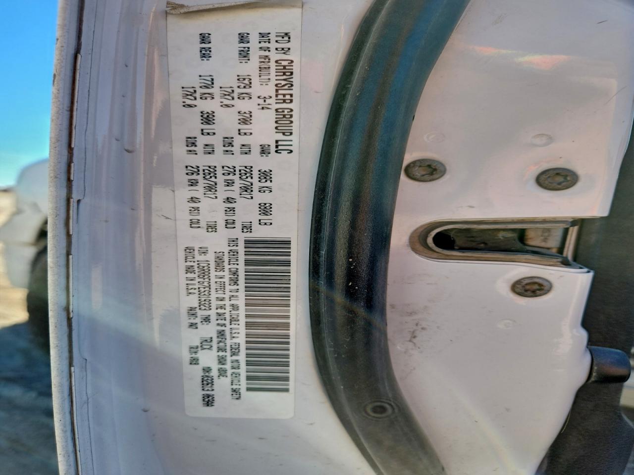 2014 Ram 1500 St VIN: 1C6RR6FG7ES319323 Lot: 92461915