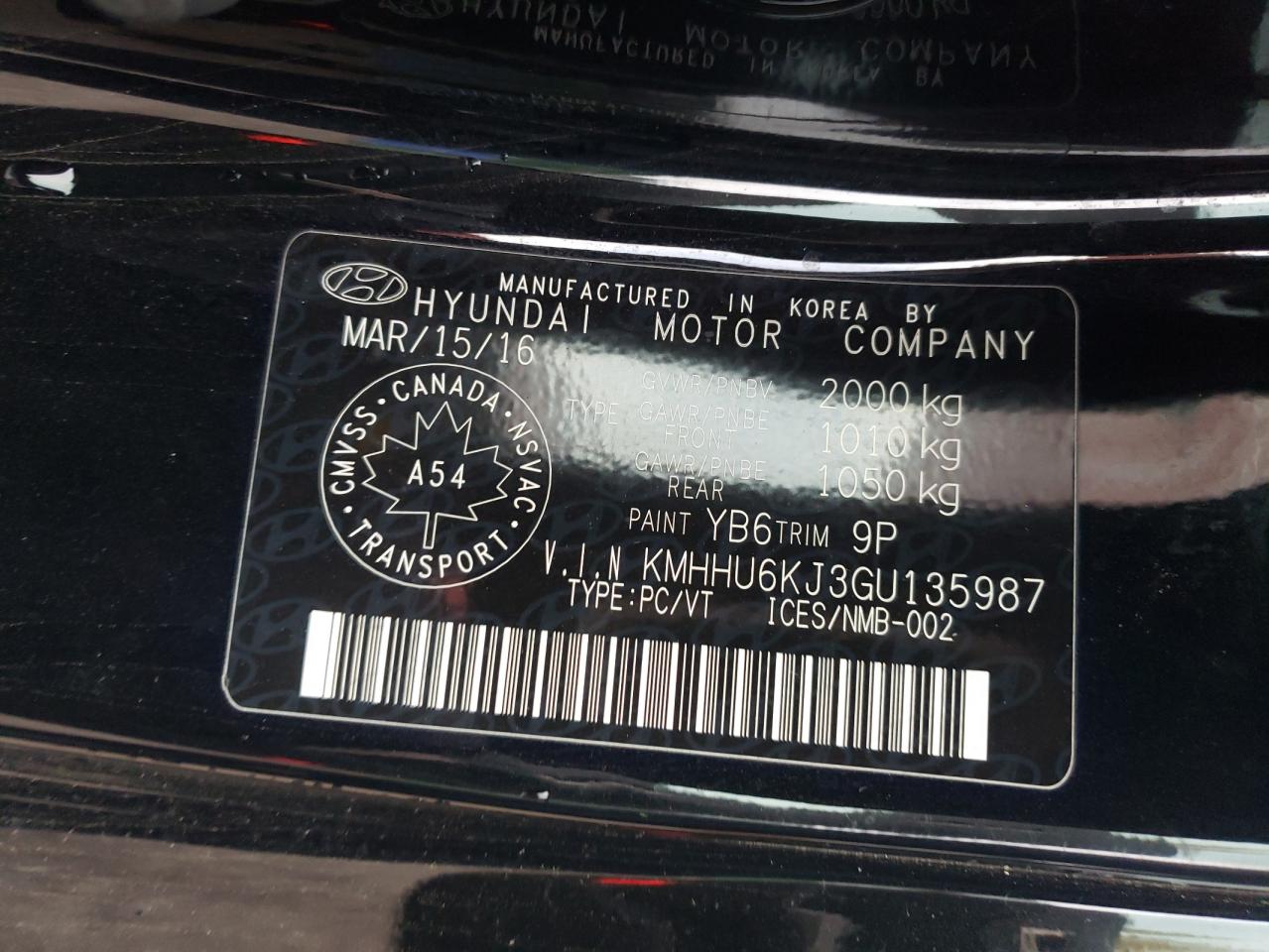 2016 Hyundai Genesis Coupe 3.8 R-Spec VIN: KMHHU6KJ3GU135987 Lot: 89523905